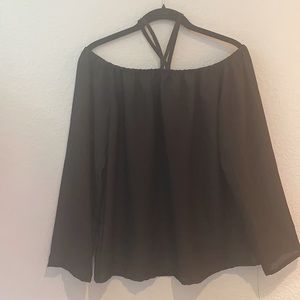 Black cross neck top